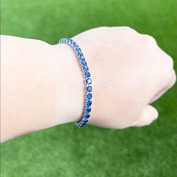 925 Sterling Silver DarkBlue Tennis Bracelet - Picture 4 of 8
